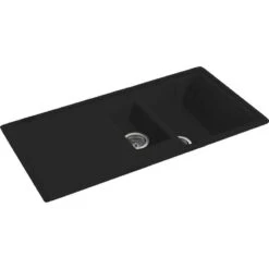 Carron Phoenix Debut 150 1.5 Bowl Granite Kitchen Sink - Jet Black - 114.0252.432