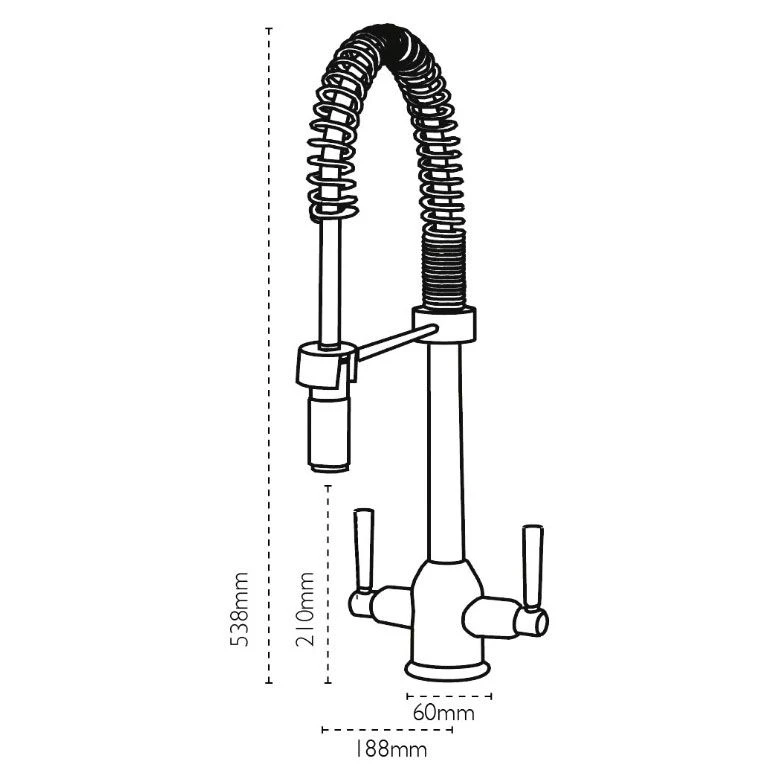 Carron Phoenix Dante Pro Pull Out Dual Lever Kitchen Tap - Chrome - 115.0191.084 4 Carron Phoenix Dante Pro Pull Out Dual Lever Kitchen Tap - Chrome - 115.0191.084 - Image 2
