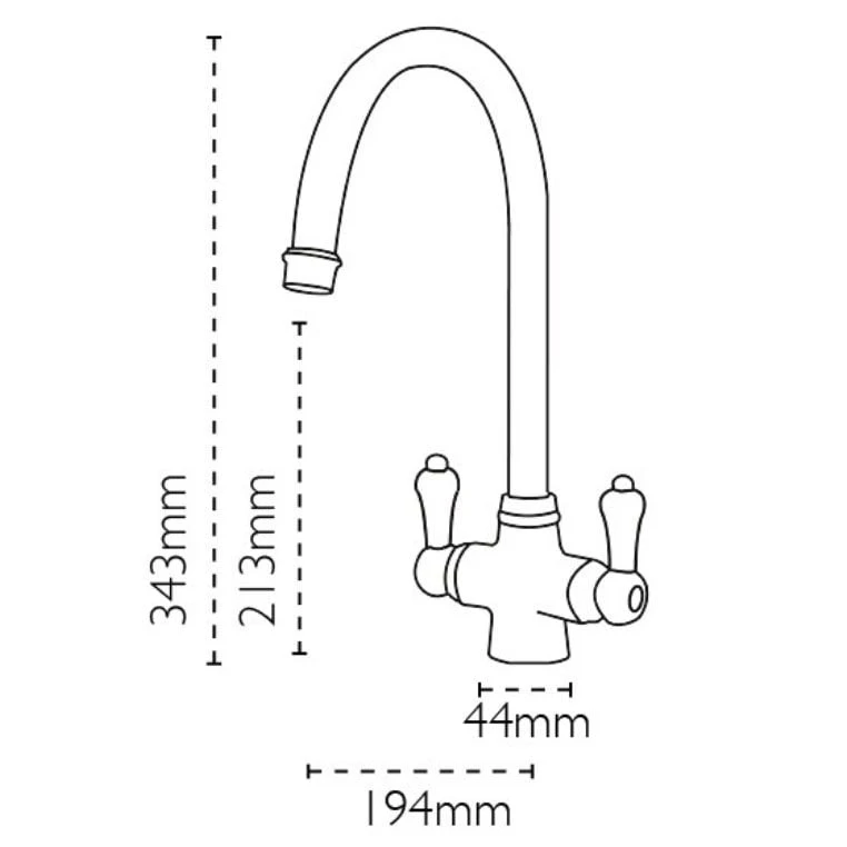 Carron Phoenix Windsor Dual Ceramic Lever Kitchen Tap - Chrome - 115.0281.850 4 Carron Phoenix Windsor Dual Ceramic Lever Kitchen Tap - Chrome - 115.0281.850 - Image 2