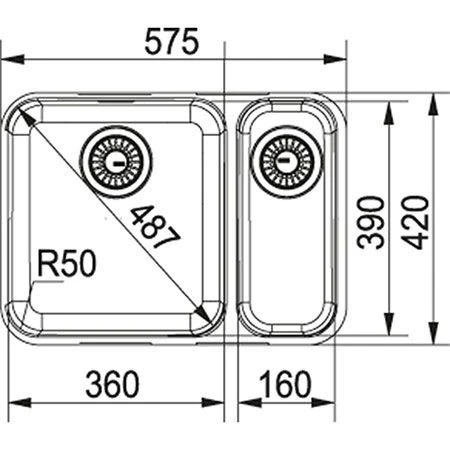 Franke Largo 1.5 Bowl Undermount Sink With Left Hand Small Bowl LAX 160-36-16 - Stainless Steel - 122.0156.345 4 Franke Largo 1.5 Bowl Undermount Sink With Left Hand Small Bowl LAX 160-36-16 - Stainless Steel - 122.0156.345 - Image 2