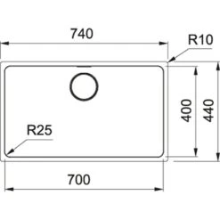 Franke Mythos 1 Bowl Undermount Kitchen Sink MYX 110-70 - Stainless Steel - 122.0607.061 -Best Kitchen Items 122.0607.061 dimension 1