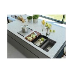 Franke Kubus 2 1.5 Bowl Undermount Fragranite Kitchen Sink KNG 120 - Stone Grey - 125.0633.287 -Best Kitchen Items 125.0633.287 1 1