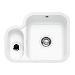 Franke By V&B 1.5 Bowl Undermount Ceramic Kitchen Sink With Left Hand Small Bowl VBK 160 - White - 126.0381.814