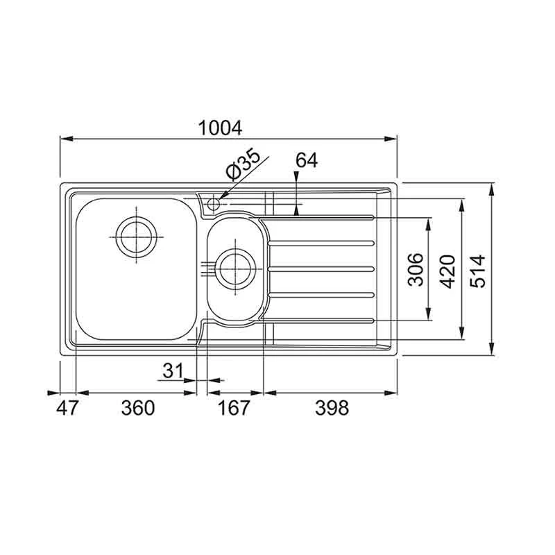 Franke Neptune 1.5 Bowl Sink With Right Hand Drainer NEX 251 - Stainless Steel - 127.0059.658 4 Franke Neptune 1.5 Bowl Sink With Right Hand Drainer NEX 251 - Stainless Steel - 127.0059.658 - Image 2