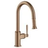 AXOR Montreux Single Lever Kitchen Mixer Tap 180 With Pull Out Spray - Brushed Red Gold - 16581310 -Best Kitchen Items 16581310 1