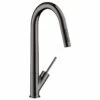 Axor Starck Single Lever Kitchen Mixer 270 With Pull-Out Spray - Polished Black Chrome - 10821330 -Best Kitchen Items 1 0 10821330