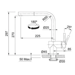 Franke Atlas Neo Sensor Pull-Out Nozzle Tap - Stainless Steel - 115.0638.827 -Best Kitchen Items 1 1 115.0638.827 dimensions