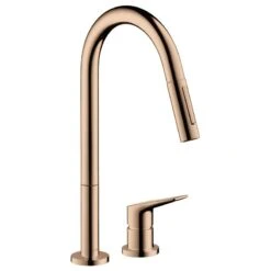 AXOR Citterio M Single Lever Kitchen Mixer Tap 220 With Pull Out Spray 2TH - Polished Red Gold - 34822300