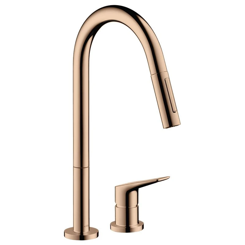 AXOR Citterio M Single Lever Kitchen Mixer Tap 220 With Pull Out Spray 2TH - Polished Red Gold - 34822300 3 AXOR Citterio M Single Lever Kitchen Mixer Tap 220 With Pull Out Spray 2TH - Polished Red Gold - 34822300