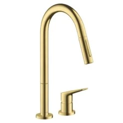 AXOR Citterio M Single Lever Kitchen Mixer Tap 220 With Pull Out Spray 2TH - Brushed Brass - 34822950