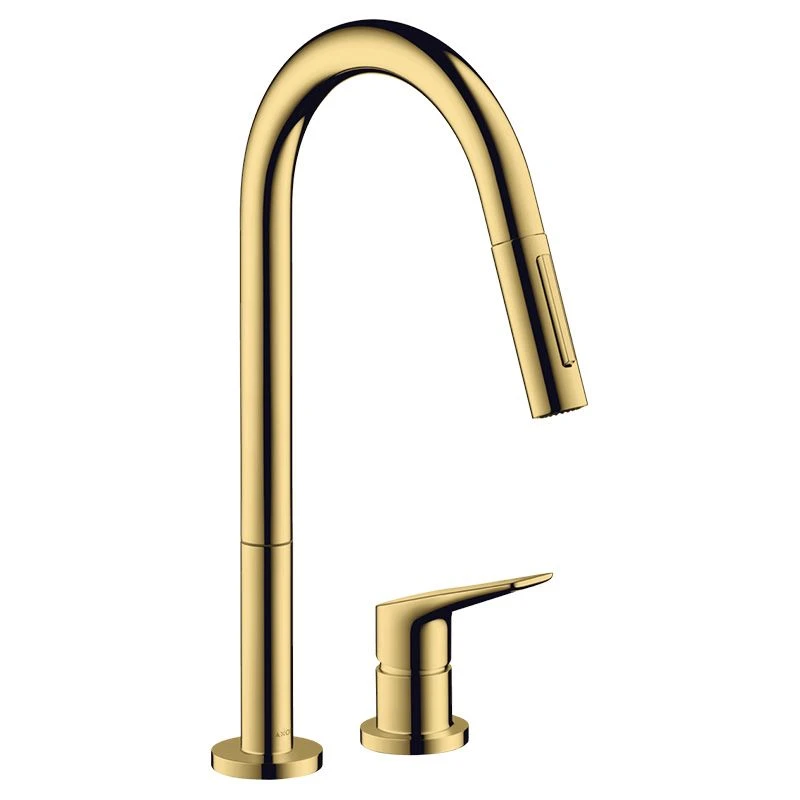 AXOR Citterio M Single Lever Kitchen Mixer Tap 220 With Pull Out Spray 2TH - Polished Gold Optic - 34822990 3 AXOR Citterio M Single Lever Kitchen Mixer Tap 220 With Pull Out Spray 2TH - Polished Gold Optic - 34822990