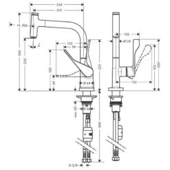 Axor Citterio Single Lever Kitchen Mixer Select 230 With Pull-Out Spout - Brushed Black Chrome - 39861340 5 Axor Citterio Single Lever Kitchen Mixer Select 230 With Pull-Out Spout - Brushed Black Chrome - 39861340 -Best Kitchen Items 3 9 39861340 2