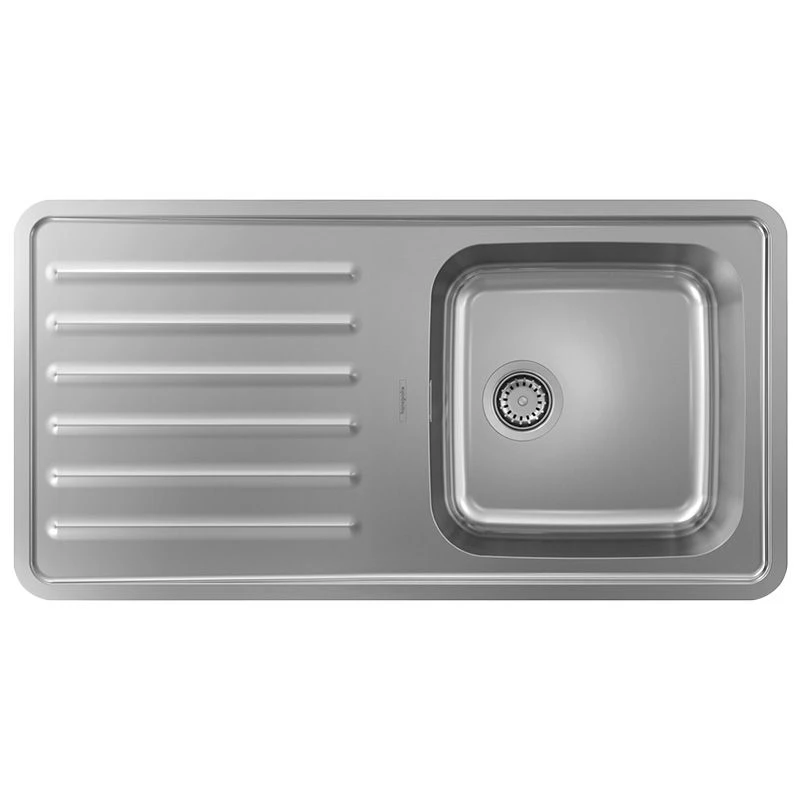 Hansgrohe S4111-F400 Built-in Kitchen Sink 400/400 With Drainboard - Stainless Steel - 43341800 3 Hansgrohe S4111-F400 Built-in Kitchen Sink 400/400 With Drainboard - Stainless Steel - 43341800