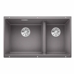 Blanco SUBLINE 430/270-U LH Silgranit 1.5 Bowl Undermount Kitchen Sink With Manual InFino Waste - Alumetallic - 523153
