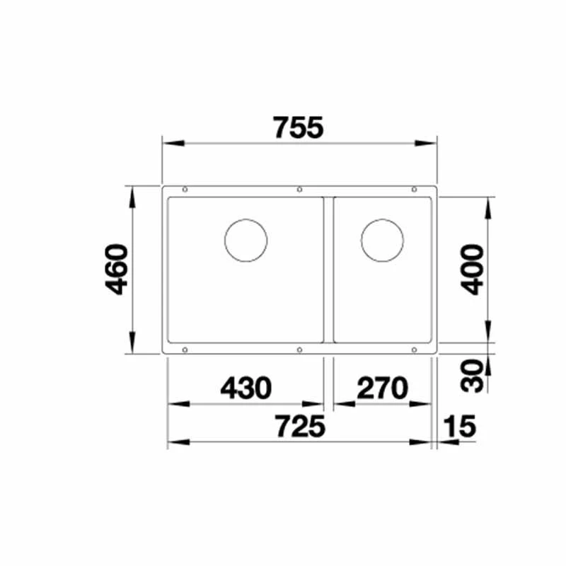 Blanco SUBLINE 430/270-U LH Silgranit 1.5 Bowl Undermount Kitchen Sink With Manual InFino Waste - Alumetallic - 523153 4 Blanco SUBLINE 430/270-U LH Silgranit 1.5 Bowl Undermount Kitchen Sink With Manual InFino Waste - Alumetallic - 523153 - Image 2