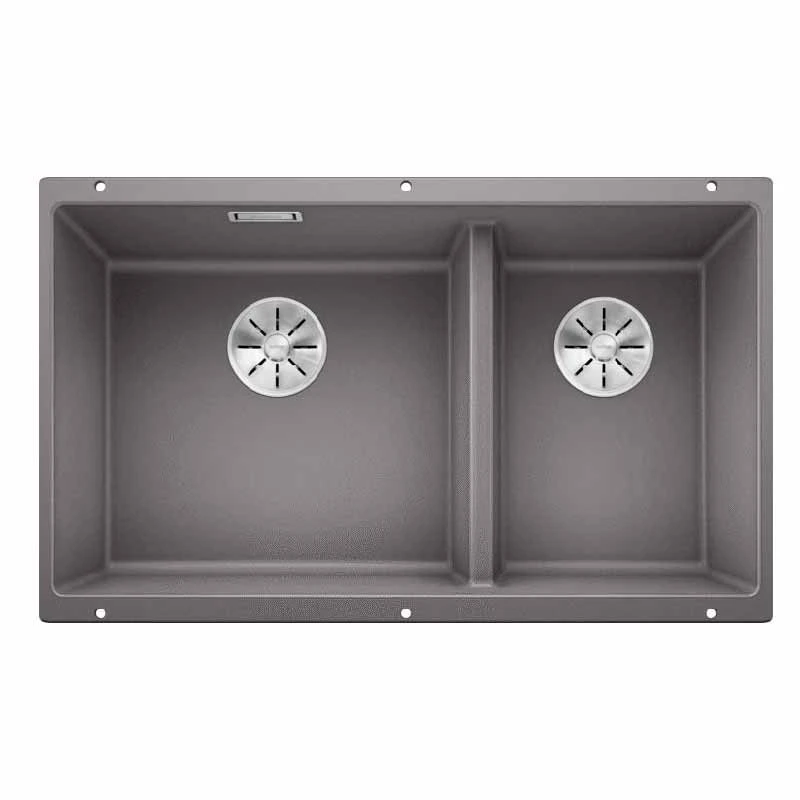 Blanco SUBLINE 430/270-U LH Silgranit 1.5 Bowl Undermount Kitchen Sink With Manual InFino Waste - Alumetallic - 523153 3 Blanco SUBLINE 430/270-U LH Silgranit 1.5 Bowl Undermount Kitchen Sink With Manual InFino Waste - Alumetallic - 523153