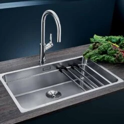 Blanco ETAGON 700-IF Stainless Steel 1 Bowl Inset Kitchen Sink With Manual InFino Waste - Satin Polish - 524272 -Best Kitchen Items 5 2 524272 lifestyle1