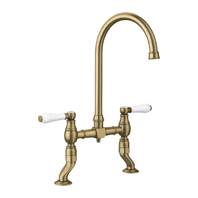 Blanco VICUS Bridge Twin Lever Swivel Spout Galvanic Kitchen Tap - Brushed Brass - 524282 3 Blanco VICUS Bridge Twin Lever Swivel Spout Galvanic Kitchen Tap - Brushed Brass - 524282