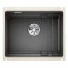 Blanco ETAGON 500-U Ceramic PuraPlus 1 Bowl Undermount Kitchen Sink With Manual InFino Waste - Basalt - 525154