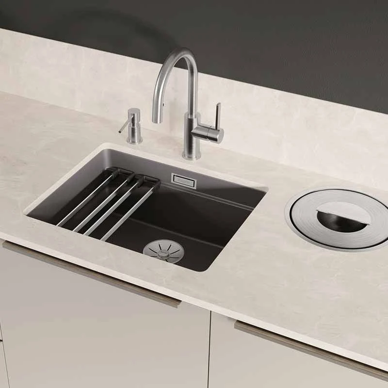 Blanco ETAGON 500-U Ceramic PuraPlus 1 Bowl Undermount Kitchen Sink With Manual InFino Waste - Basalt - 525154 7 Blanco ETAGON 500-U Ceramic PuraPlus 1 Bowl Undermount Kitchen Sink With Manual InFino Waste - Basalt - 525154 - Image 5
