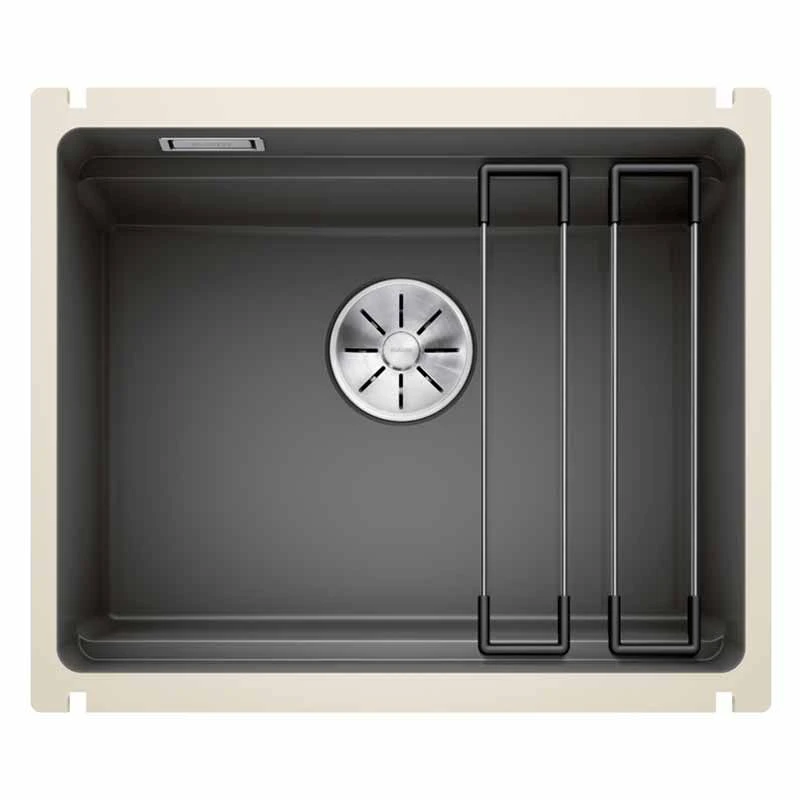 Blanco ETAGON 500-U Ceramic PuraPlus 1 Bowl Undermount Kitchen Sink With Manual InFino Waste - Basalt - 525154 3 Blanco ETAGON 500-U Ceramic PuraPlus 1 Bowl Undermount Kitchen Sink With Manual InFino Waste - Basalt - 525154