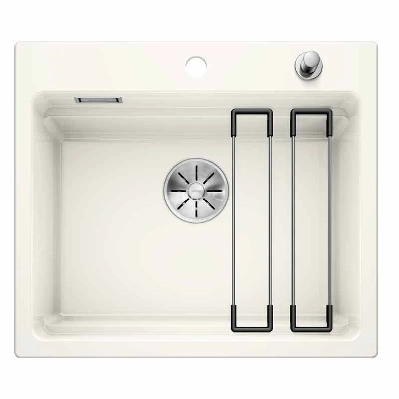Blanco ETAGON 6 Ceramic PuraPlus 1 Bowl Inset Kitchen Sink With Drain Remote Control - Crystal White - 525156 3 Blanco ETAGON 6 Ceramic PuraPlus 1 Bowl Inset Kitchen Sink With Drain Remote Control - Crystal White - 525156