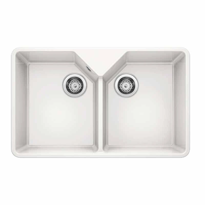 Blanco VILLAE Farmhouse Ceramic 2 Bowl Kitchen Sink - Crystal White - 525164 3 Blanco VILLAE Farmhouse Ceramic 2 Bowl Kitchen Sink - Crystal White - 525164