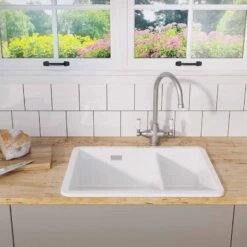 Blanco VILLAE LH Farmhouse Ceramic 1.5 Bowl Kitchen Sink - Crystal White - 525165 -Best Kitchen Items 5 2 525165 lifestyle1