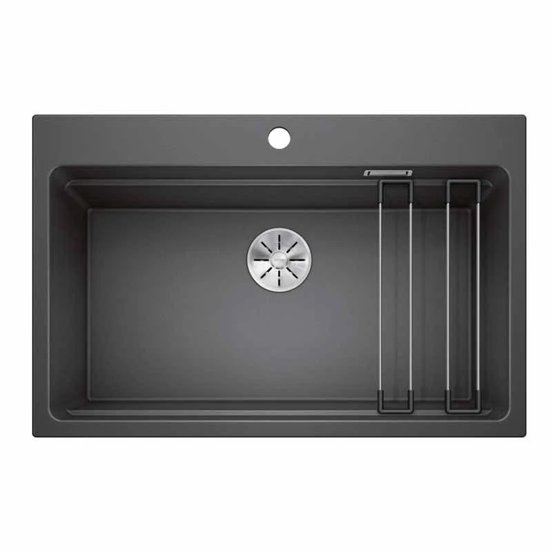 Blanco ETAGON 8 Silgranit 1 Bowl Inset Kitchen Sink With Manual InFino Waste - Anthracite - 525187 3 Blanco ETAGON 8 Silgranit 1 Bowl Inset Kitchen Sink With Manual InFino Waste - Anthracite - 525187