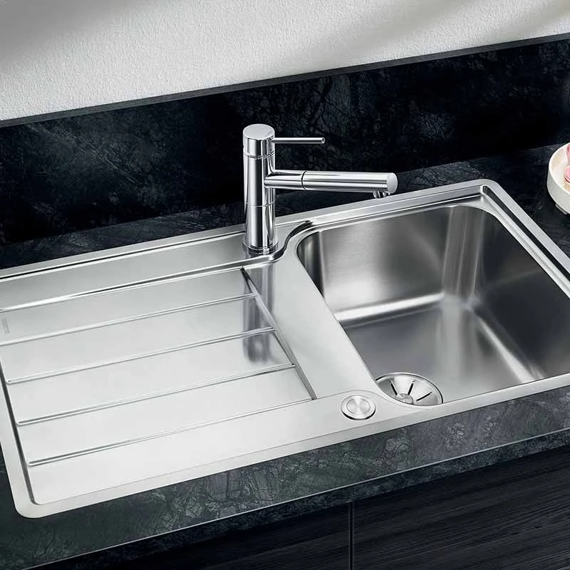 Blanco CLASSIMO 45 S-IF Reversible Stainless Steel 1 Bowl Inset Kitchen Sink With Drain Remote Control - Brushed Finish - 525330 6 Blanco CLASSIMO 45 S-IF Reversible Stainless Steel 1 Bowl Inset Kitchen Sink With Drain Remote Control - Brushed Finish - 525330 - Image 4