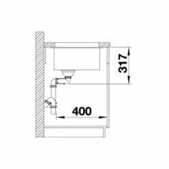 Blanco SUBLINE 430/270-U LH Silgranit 1.5 Bowl Undermount Kitchen Sink With Manual InFino Waste - Black - 525991 -Best Kitchen Items 5 2 525991 dimensions1