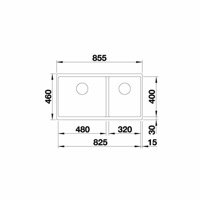 Blanco SUBLINE 480/320-U LH Silgranit 1.5 Bowl Undermount Kitchen Sink With Manual InFino Waste - Black - 525993 4 Blanco SUBLINE 480/320-U LH Silgranit 1.5 Bowl Undermount Kitchen Sink With Manual InFino Waste - Black - 525993 - Image 2