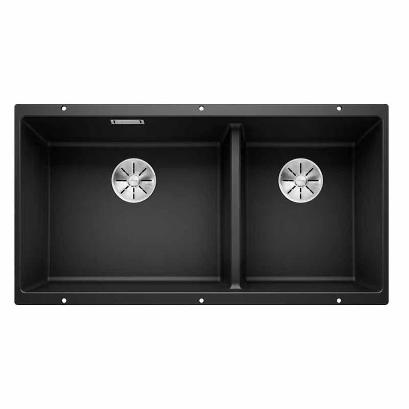 Blanco SUBLINE 480/320-U LH Silgranit 1.5 Bowl Undermount Kitchen Sink With Manual InFino Waste - Black - 525993 3 Blanco SUBLINE 480/320-U LH Silgranit 1.5 Bowl Undermount Kitchen Sink With Manual InFino Waste - Black - 525993