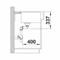 Blanco VINTERA XL 9 Silgranit 1 Bowl Undermount Kitchen Sink With Manual InFino Waste - Rock Grey - 526102 -Best Kitchen Items 5 2 526102 dimensions1