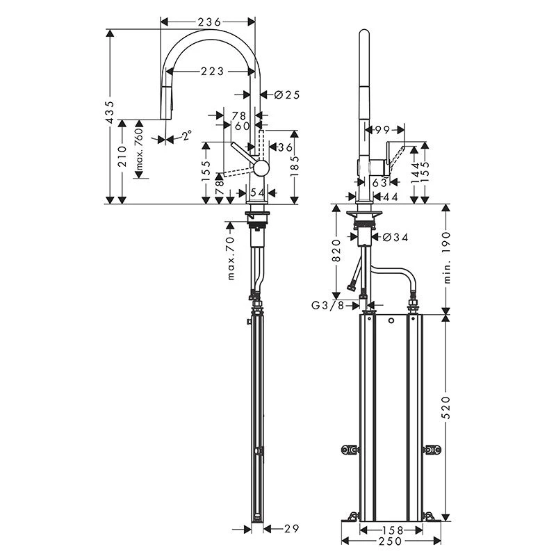 Hansgrohe Talis M54 Single Lever Kitchen Mixer 210, Pull-Out Spray, 2jet, SBox - Chrome - 72801000 4 Hansgrohe Talis M54 Single Lever Kitchen Mixer 210, Pull-Out Spray, 2jet, SBox - Chrome - 72801000 - Image 2