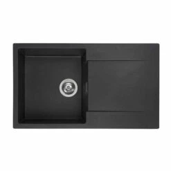 Reginox Amsterdam 10 1 Bowl Sink And Drainer - Black Silvery - AMSTERDAM 10 BS