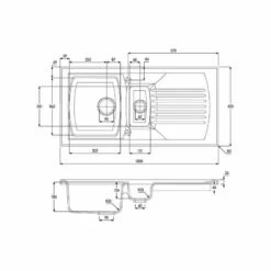 Abode Milford 1.5 Bowl Ceramic Kitchen Sink - White - AW1043 -Best Kitchen Items a w aw1043 2