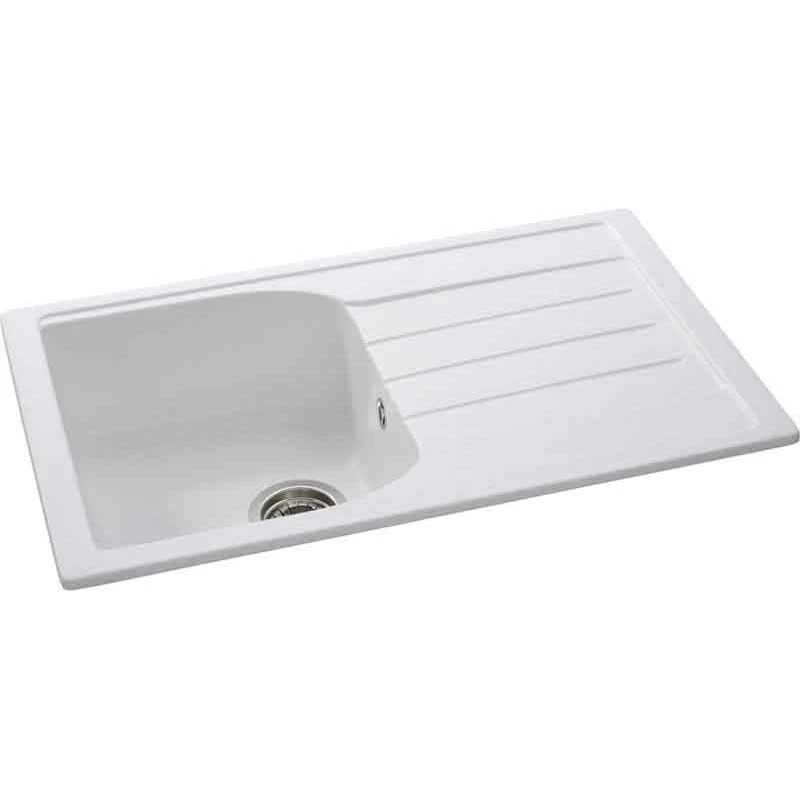 Abode Oriel Single Bowl & Drainer Granite Kitchen Sink - White - AW3114 4 Abode Oriel Single Bowl & Drainer Granite Kitchen Sink - White - AW3114 - Image 2