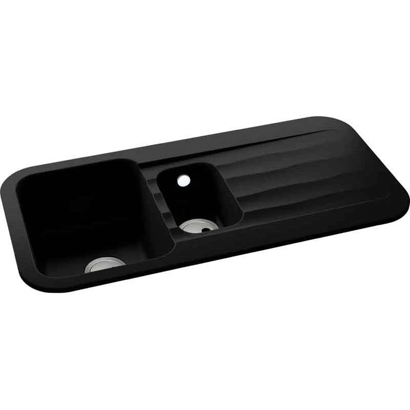 Abode Dune 1.5 Bowl & Drainer Granite Kitchen Sink - Black - AW3142 4 Abode Dune 1.5 Bowl & Drainer Granite Kitchen Sink - Black - AW3142 - Image 2