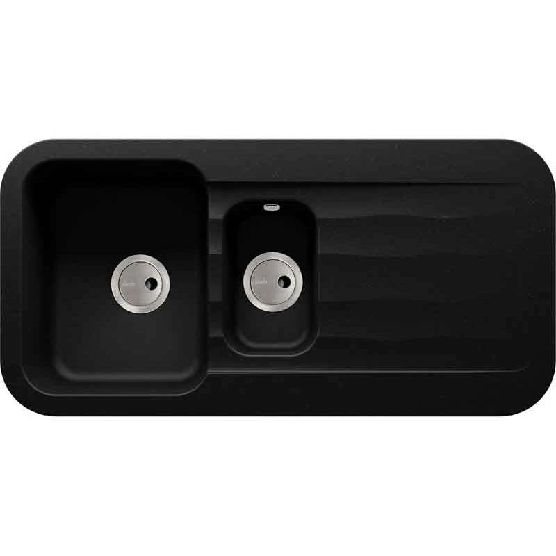 Abode Dune 1.5 Bowl & Drainer Granite Kitchen Sink - Black - AW3142 3 Abode Dune 1.5 Bowl & Drainer Granite Kitchen Sink - Black - AW3142