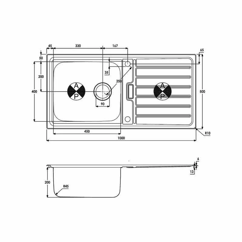 Abode Neron Single Bowl & Drainer Stainless Steel Kitchen Sink - AW5112 5 Abode Neron Single Bowl & Drainer Stainless Steel Kitchen Sink - AW5112 - Image 3