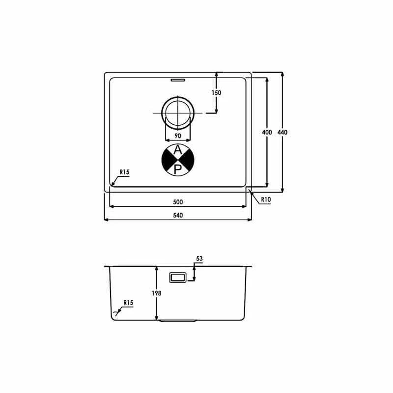 Abode Matrix Single Bowl Stainless Steel Kitchen Sink - AW5122 5 Abode Matrix Single Bowl Stainless Steel Kitchen Sink - AW5122 - Image 3