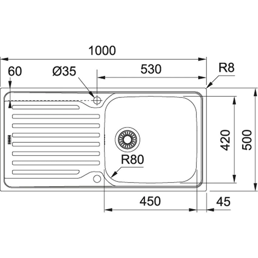 Franke Antea 1 Bowl Inset Kitchen Sink Reversible AZN 611-100 - Stainless Steel - 101.0489.525 4 Franke Antea 1 Bowl Inset Kitchen Sink Reversible AZN 611-100 - Stainless Steel - 101.0489.525 - Image 2