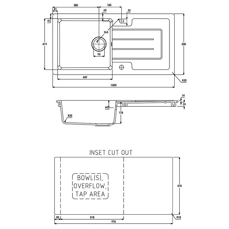Abode Acton Single Bowl Ceramic Kitchen Sink - White - AW1040 4 Abode Acton Single Bowl Ceramic Kitchen Sink - White - AW1040 - Image 2