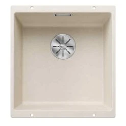 Blanco SUBLINE 400-U Silgranit 1 Bowl Undermount Kitchen Sink With Manual InFino Waste - Soft White - 527166