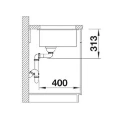 Blanco SUBLINE 400-U Silgranit 1 Bowl Undermount Kitchen Sink With Manual InFino Waste - Soft White - 527166 14 Blanco SUBLINE 400-U Silgranit 1 Bowl Undermount Kitchen Sink With Manual InFino Waste - Soft White - 527166 -Best Kitchen Items b l blanco 527166 side view dimensions