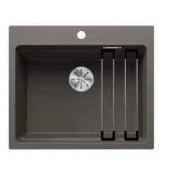 Blanco ETAGON 6 Silgranit 1 Bowl Inset Kitchen Sink With Manual InFino Waste - Volcano Grey - 527259