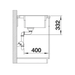 Blanco ETAGON 6 Silgranit 1 Bowl Inset Kitchen Sink With Manual InFino Waste - Volcano Grey - 527259 14 Blanco ETAGON 6 Silgranit 1 Bowl Inset Kitchen Sink With Manual InFino Waste - Volcano Grey - 527259 -Best Kitchen Items b l blanco 527259 side view dimensions