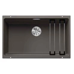 Blanco ETAGON 700-U Silgranit 1 Bowl Undermount Kitchen Sink With Manual InFino Waste - Volcano Grey - 527261