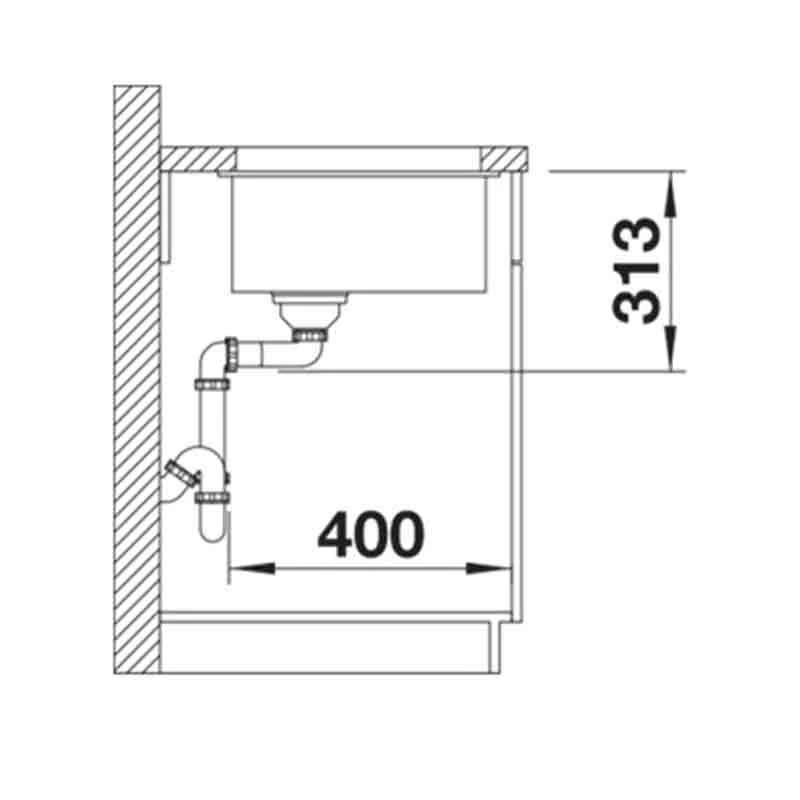 Blanco SUBLINE 320-U Silgranit 1 Bowl Undermount Kitchen Sink With Manual InFino Waste - Volcano Grey - 527343 5 Blanco SUBLINE 320-U Silgranit 1 Bowl Undermount Kitchen Sink With Manual InFino Waste - Volcano Grey - 527343 - Image 3